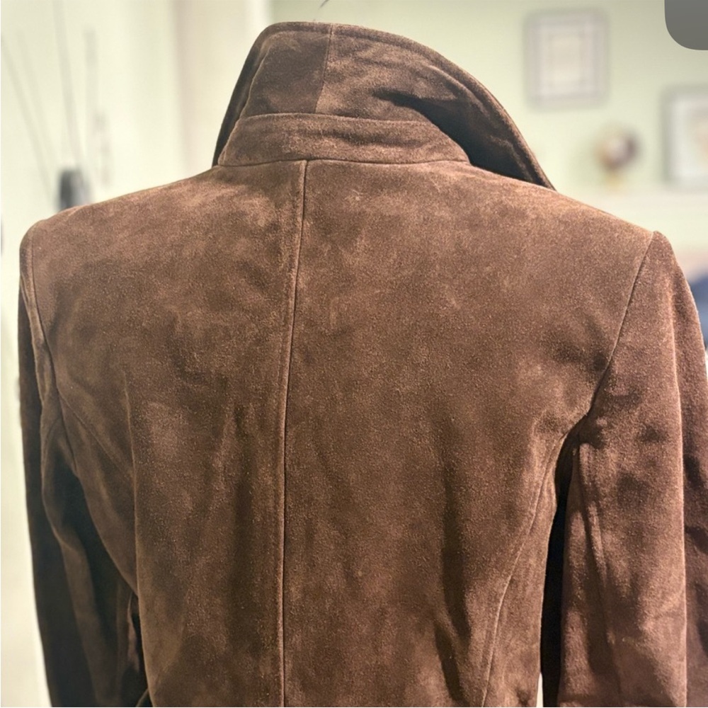 Reaction Kenneth Cole Dark Brown Suede Trench Coat - Picture 8 of 12